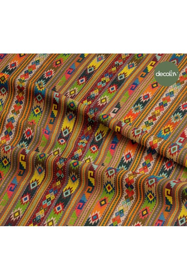  Etnik Kilim Geometrik Desenli Dijital Baskılı Kumaş