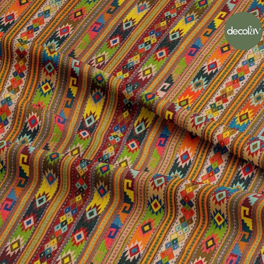  Etnik Kilim Geometrik Desenli Dijital Baskılı Kumaş
