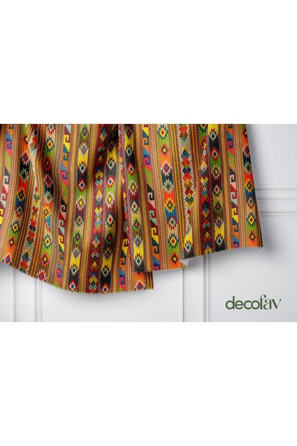 Etnik Kilim Geometrik Desenli Dijital Baskılı Kumaş Etnik Kilim Geometrik Desenli Dijital Baskılı Kumaş