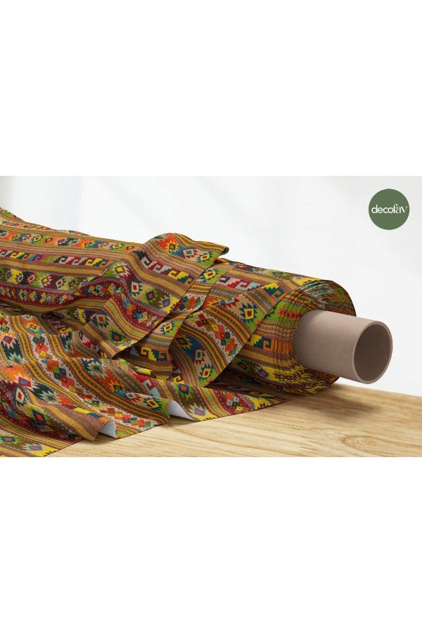  Etnik Kilim Geometrik Desenli Dijital Baskılı Kumaş