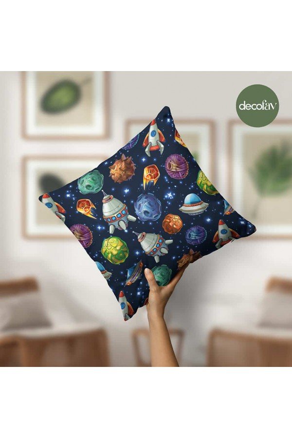 Uzay Temalı Gezegen Yıldız Ufo Roket Desenli Dijital Baskılı Kumaş Uzay Temalı Gezegen Yıldız Ufo Roket Desenli Dijital Baskılı Kumaş