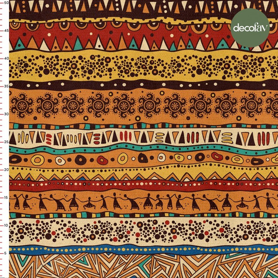 Afrika Tarzı Geometrik Etnik  Desenli Dijital Baskılı Kumaş
