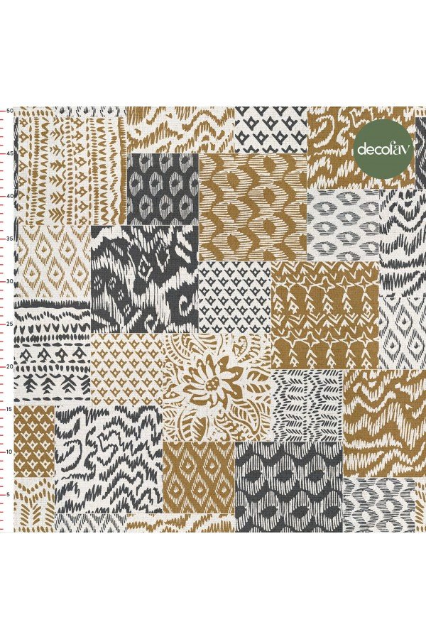 Patchwork Etnik İkat Kilim Desenli Dijital Baskılı Kumaş