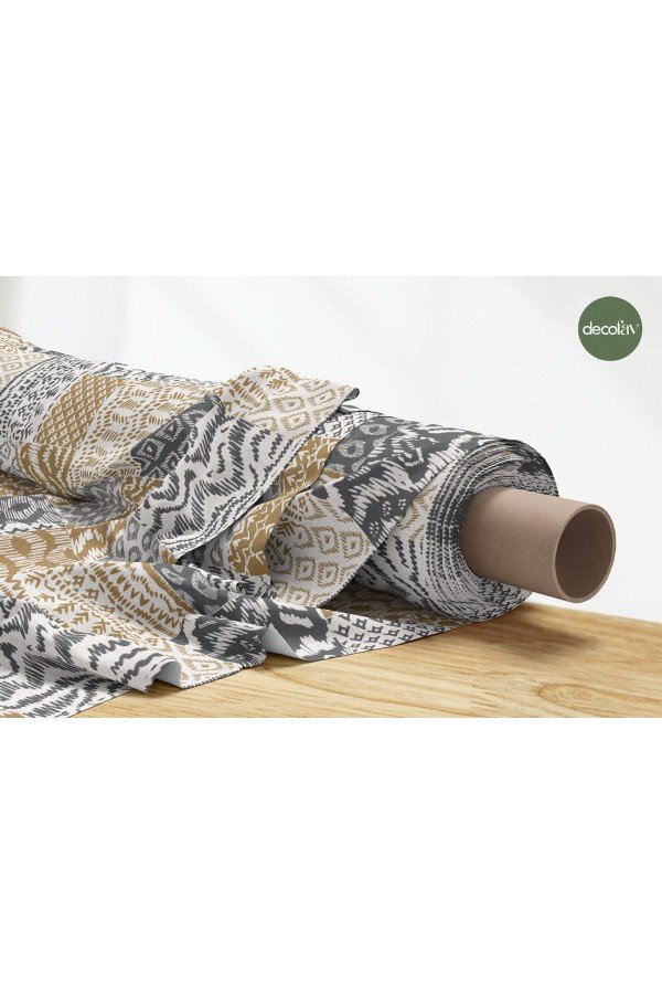 Patchwork Etnik İkat Kilim Desenli Dijital Baskılı Kumaş
