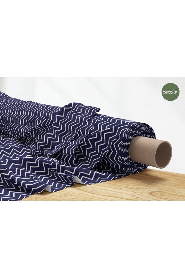 Zigzag Marin Desenli Dijital Baskılı Kumaş