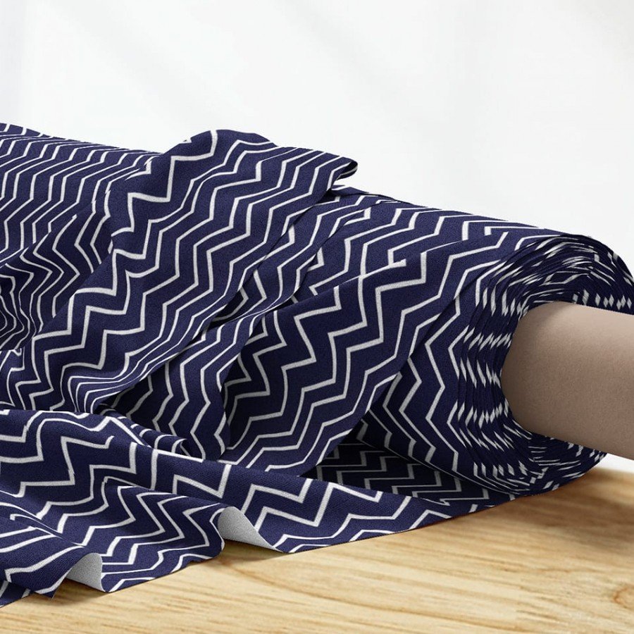 Zigzag Marin Desenli Dijital Baskılı Kumaş