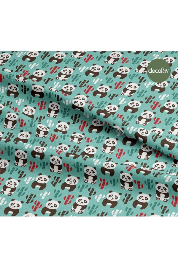 Bambu Panda Desenli Dijital Baskılı Kumaş