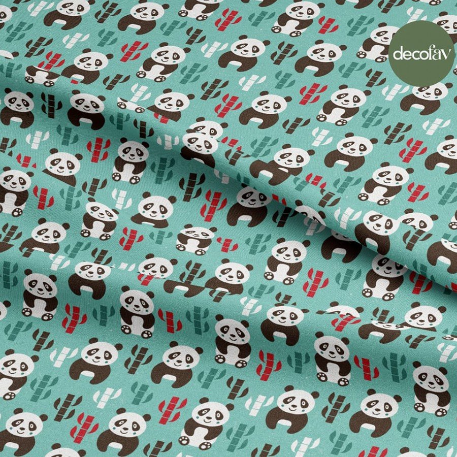 Bambu Panda Desenli Dijital Baskılı Kumaş