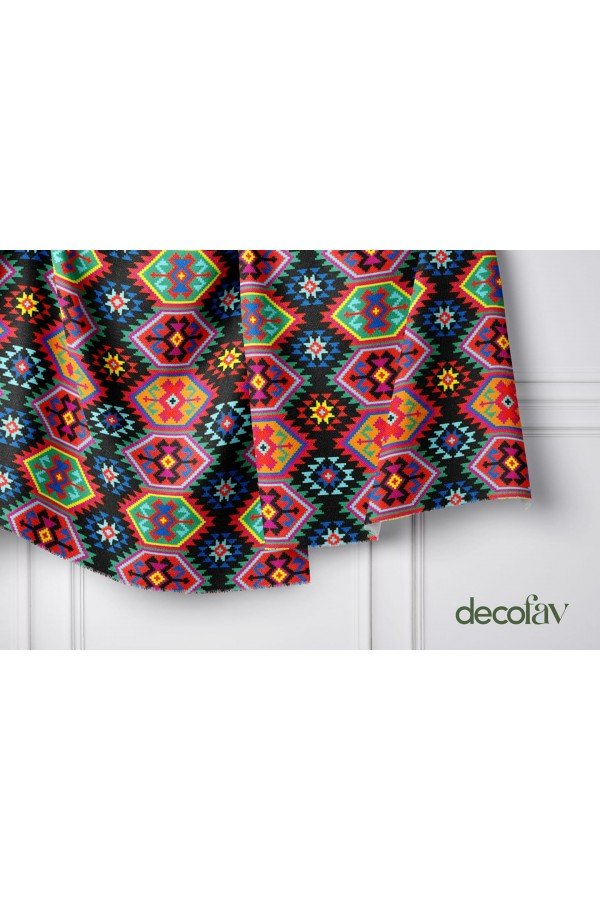 Renli Kilim Desenli Dijital Baskılı Kumaş Renli Kilim Desenli Dijital Baskılı Kumaş