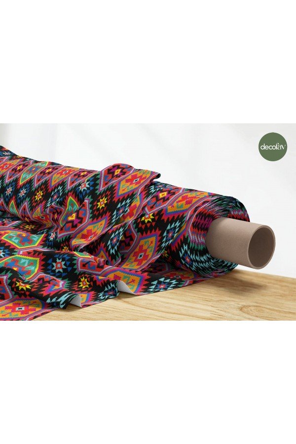 Renli Kilim Desenli Dijital Baskılı Kumaş