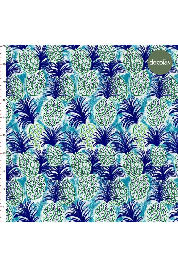 El Çizimi Ananas Desenli Dijital Baskılı Kumaş
