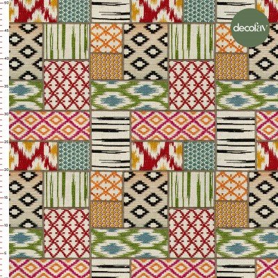 Patchwork Kilim Desenli Dijital Baskılı Kumaş