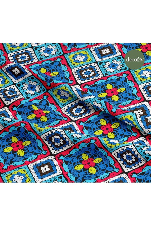 Etnik Motif Desenli Dijital Baskılı Kumaş Etnik Motif Desenli Dijital Baskılı Kumaş