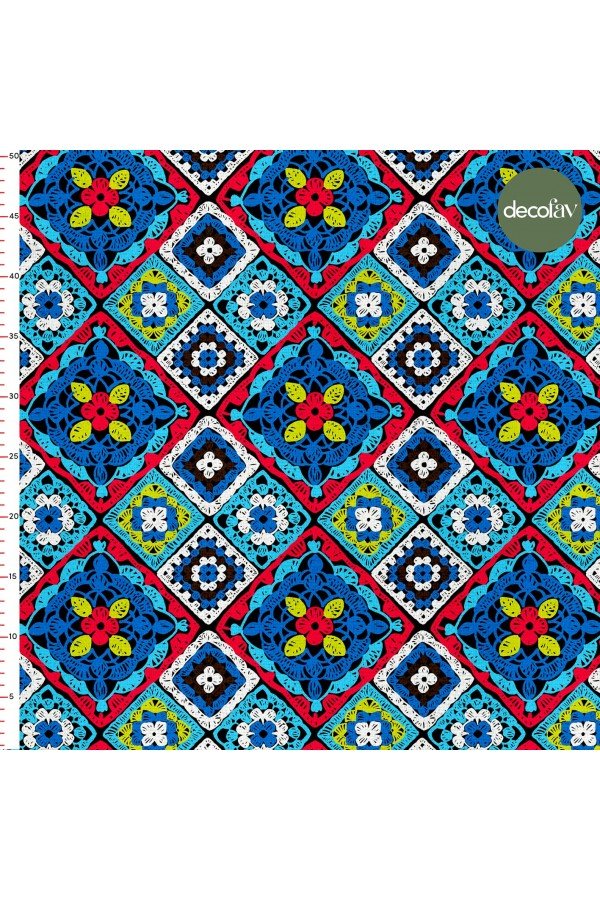 Etnik Renkli Motif Desenli Dijital Baskılı Kumaş