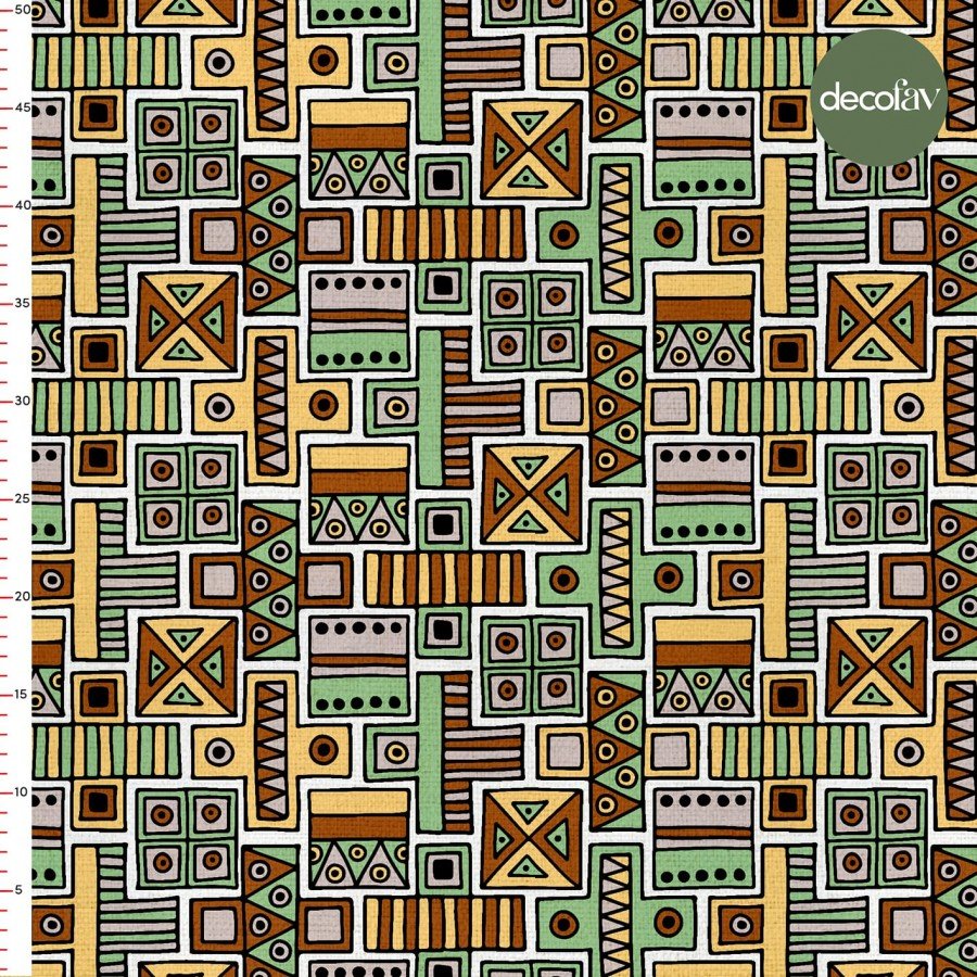 Afrika Tarzı Geometrik  Desenli Dijital Baskılı Kumaş