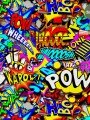 Pow Boom Yazı Desenli Pop Art Desenli Dijital Baskılı Kumaş