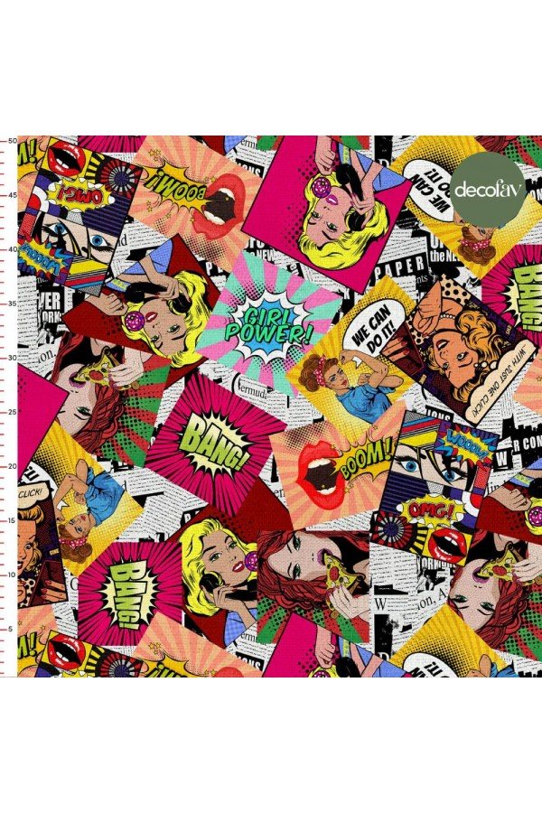 Gazete Kağıdı Zeminli Pop Art Desenli Dijital Baskılı Kumaş Gazete Kağıdı Zeminli Pop Art Desenli Dijital Baskılı Kumaş