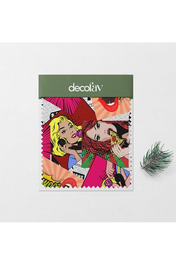 Gazete Kağıdı Zeminli Pop Art Desenli Dijital Baskılı Kumaş Gazete Kağıdı Zeminli Pop Art Desenli Dijital Baskılı Kumaş