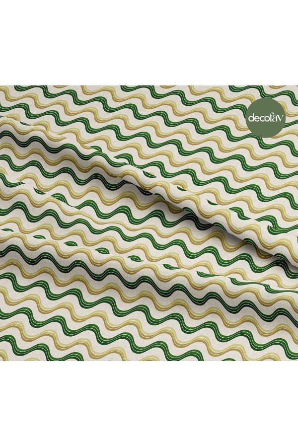 Geometrik Dalgalı Zigzag Çizgiler Desenli Dijital Baskılı Kumaş