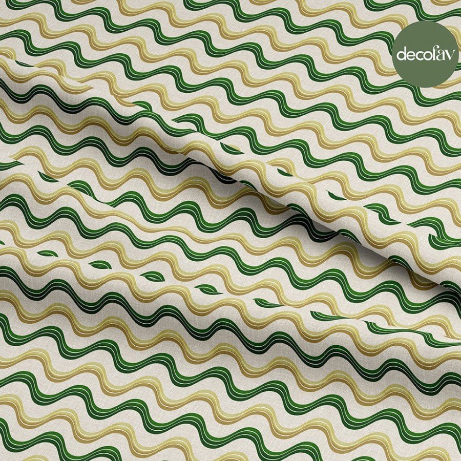 Geometrik Dalgalı Zigzag Çizgiler Desenli Dijital Baskılı Kumaş