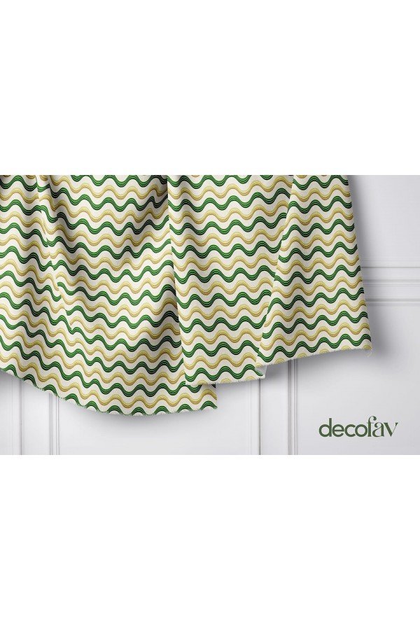 Geometrik Dalgalı Zigzag Çizgiler Desenli Dijital Baskılı Kumaş