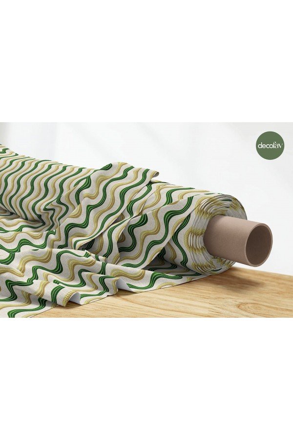 Geometrik Dalgalı Zigzag Çizgiler Desenli Dijital Baskılı Kumaş