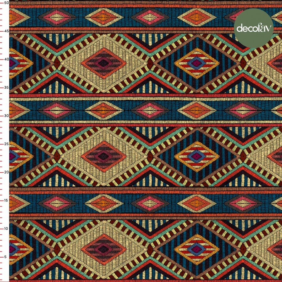  Etnik Geometrik Kilim Desenli Dijital Baskılı Kumaş
