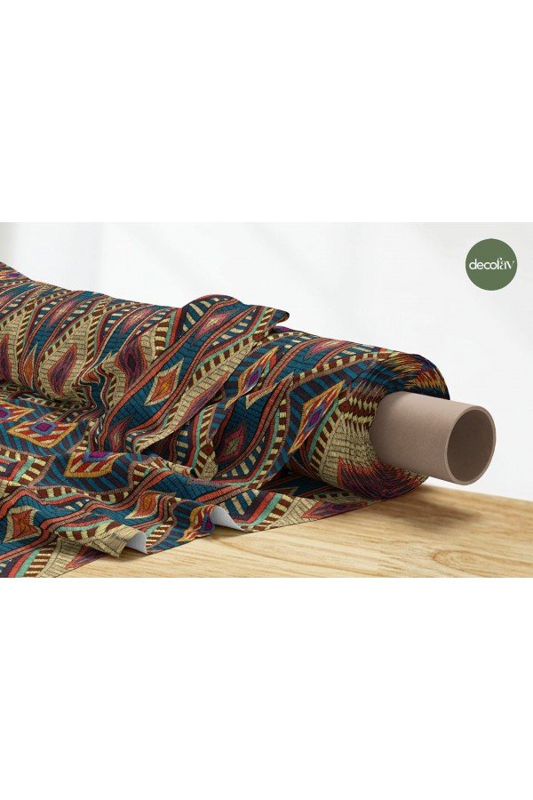  Etnik Geometrik Kilim Desenli Dijital Baskılı Kumaş