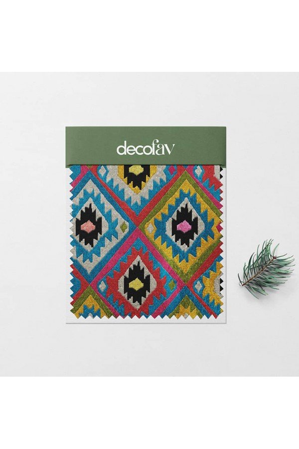 Etnik Renkli Kilim Desenli Dijital Baskılı Kumaş Etnik Renkli Kilim Desenli Dijital Baskılı Kumaş