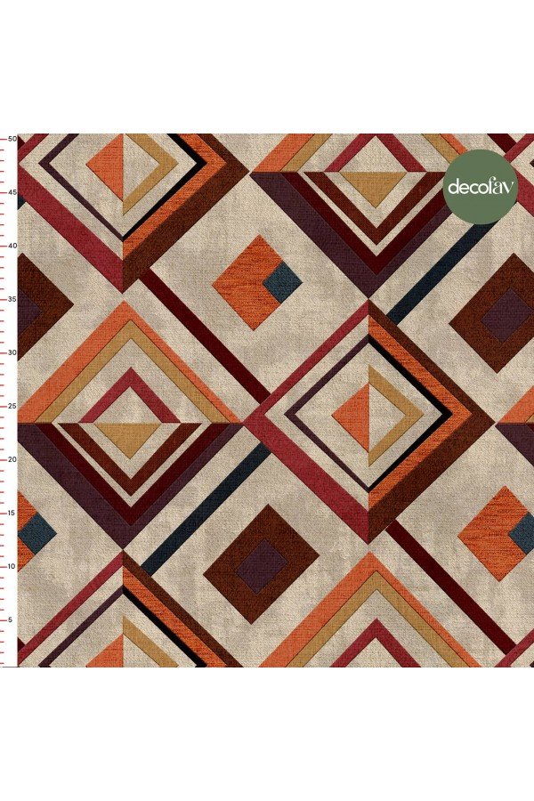 El Çizimi Doku Efektli Kilim Geometrik Desenli Dijital Baskılı Kumaş