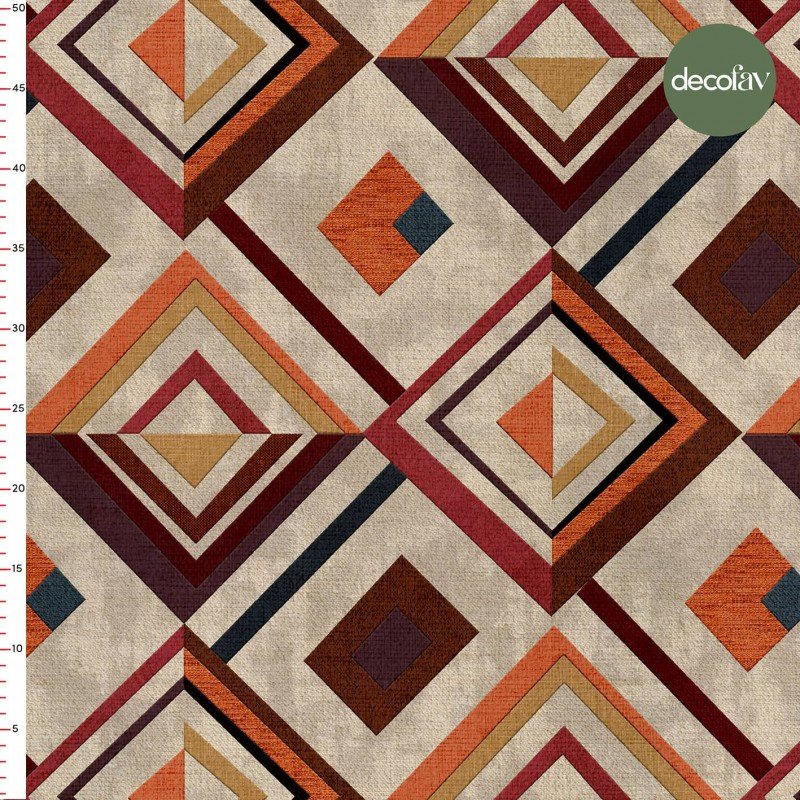 El Çizimi Doku Efektli Kilim Geometrik Desenli Dijital Baskılı Kumaş