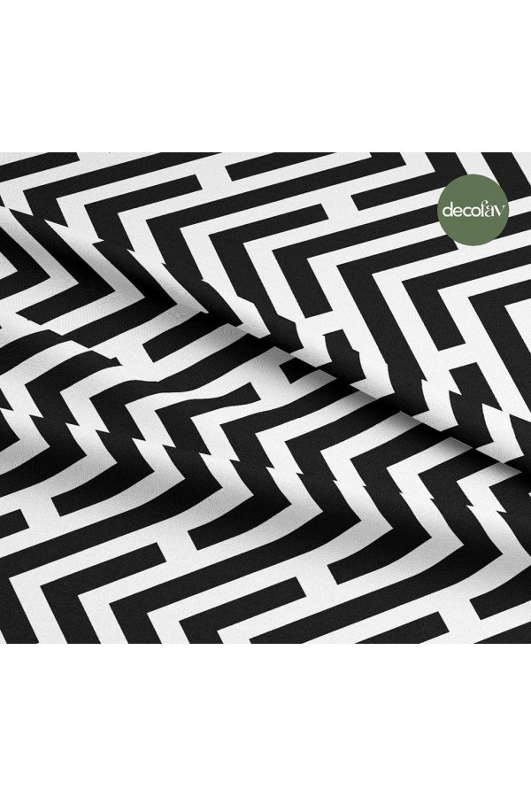 Siyah Beyaz Zigzag Desenli Dijital Baskılı Kumaş Siyah Beyaz Zigzag Desenli Dijital Baskılı Kumaş