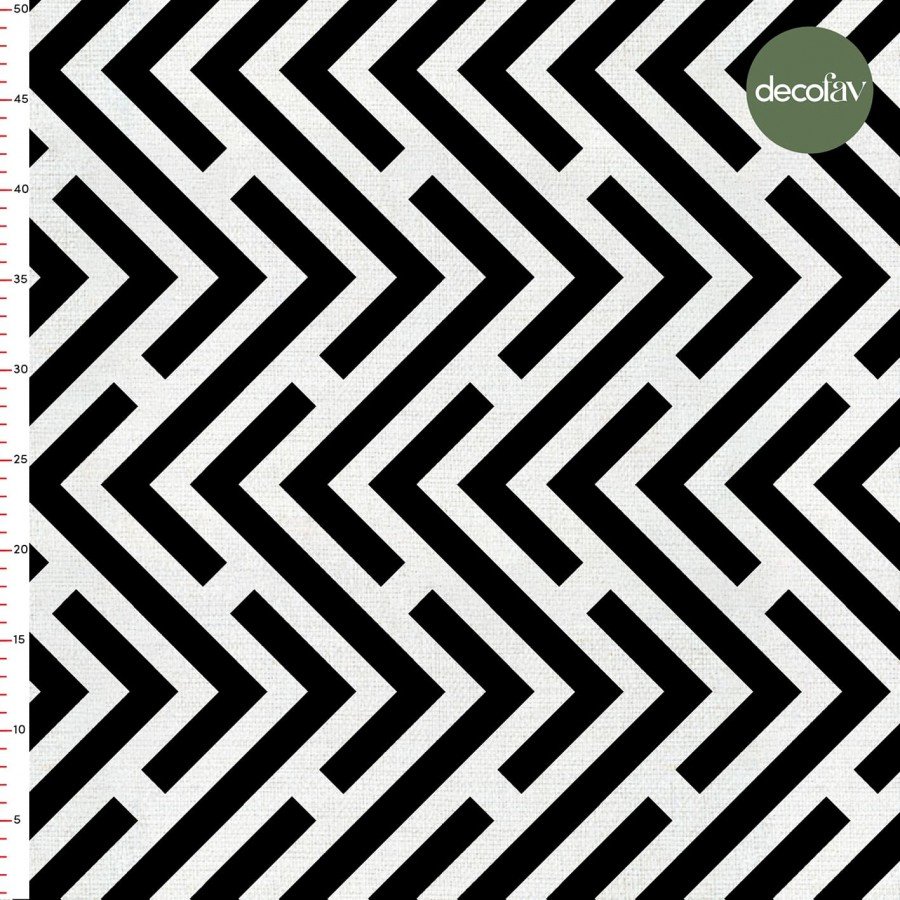 Siyah Beyaz Zigzag Desenli Dijital Baskılı Kumaş