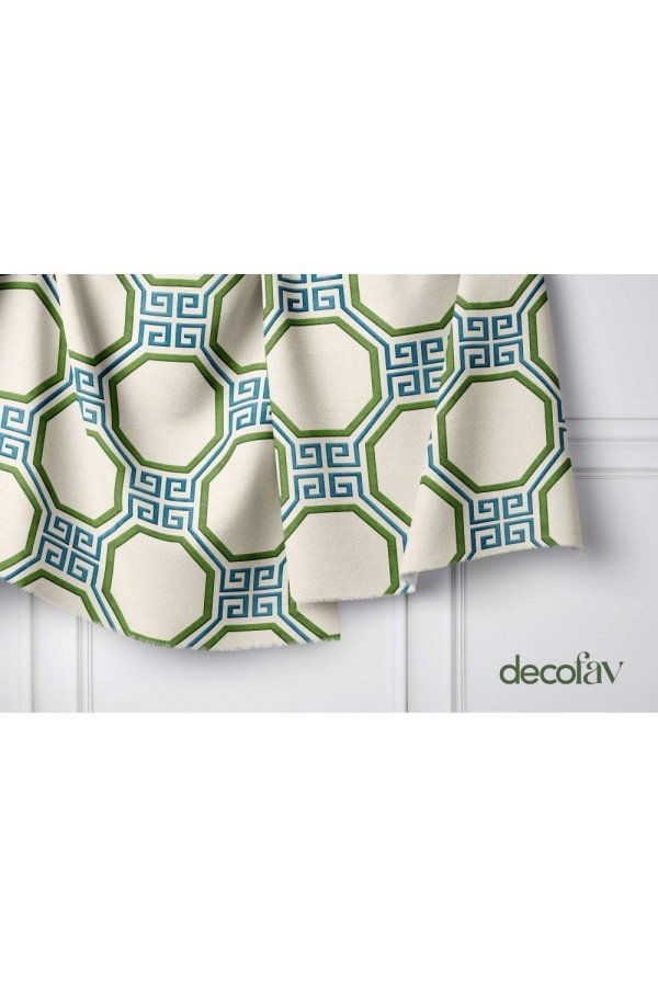 Altıgen Yunan Anahtarı Geometrik Desenli Dijital Baskılı Kumaş Altıgen Yunan Anahtarı Geometrik Desenli Dijital Baskılı Kumaş