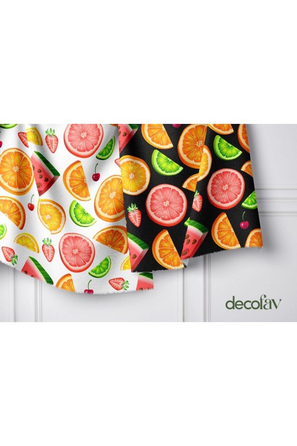 Portakal Limon Karpuz Çilek Desenli Dijital Baskılı Kumaş Portakal Limon Karpuz Çilek Desenli Dijital Baskılı Kumaş