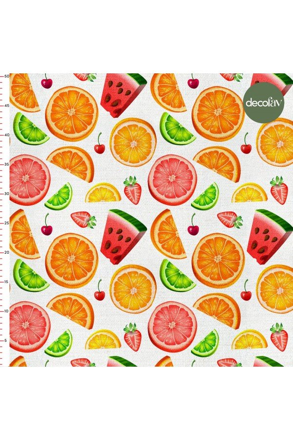 Portakal Limon Karpuz Çilek Desenli Dijital Baskılı Kumaş