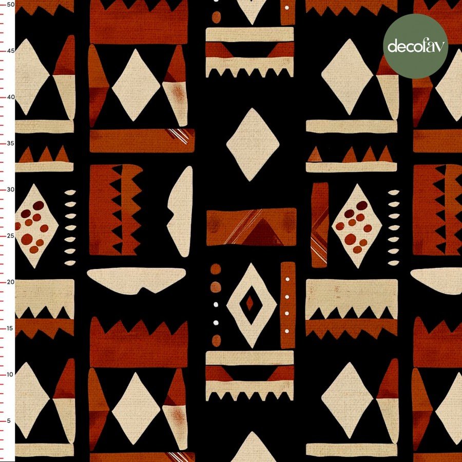 Afrika Tarzı Geometrik Noktalı Desenli Dijital Baskılı Kumaş