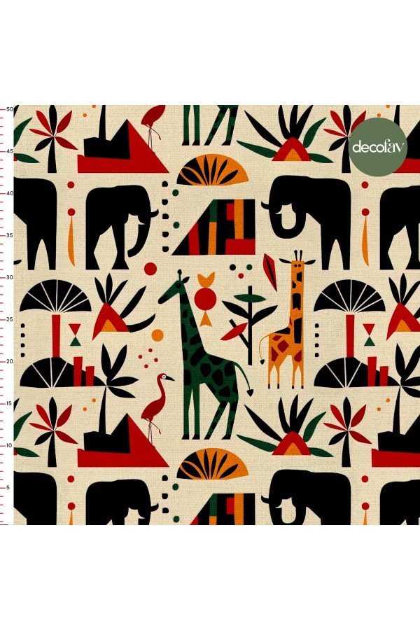 Afrikanın Büyüleyici Fil Bambu Desenli Dijital Baskılı Kumaş Afrikanın Büyüleyici Fil Bambu Desenli Dijital Baskılı Kumaş