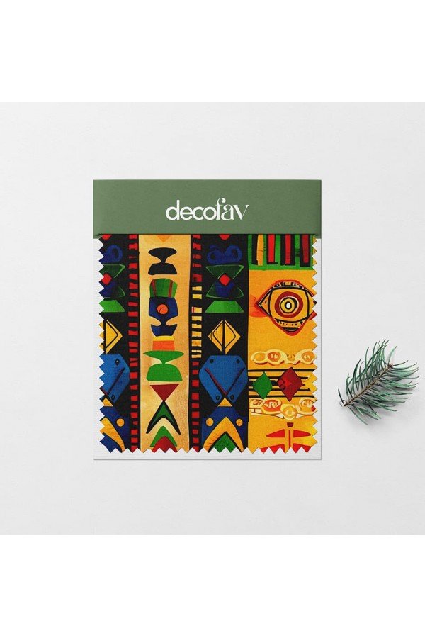 Afrikanın Renkli ve Etnik Geometrik Desenli Dijital Baskılı Kumaş Afrikanın Renkli ve Etnik Geometrik Desenli Dijital Baskılı Kumaş