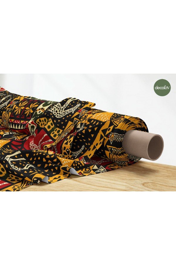 Afrikanın Renkli Hayvan Motifleriyle Dinamik Desenli Dijital Baskılı Kumaş Afrikanın Renkli Hayvan Motifleriyle Dinamik Desenli Dijital Baskılı Kumaş