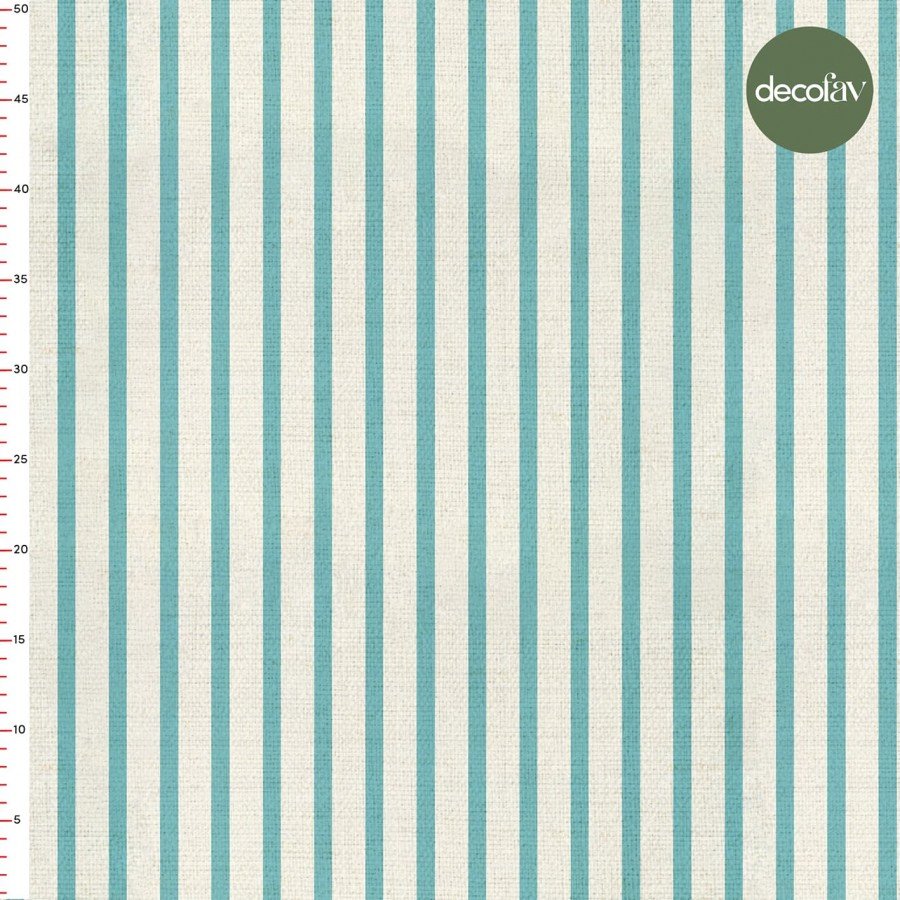 Mint Ekru Çizgili Desenli Dijital Baskılı Kumaş