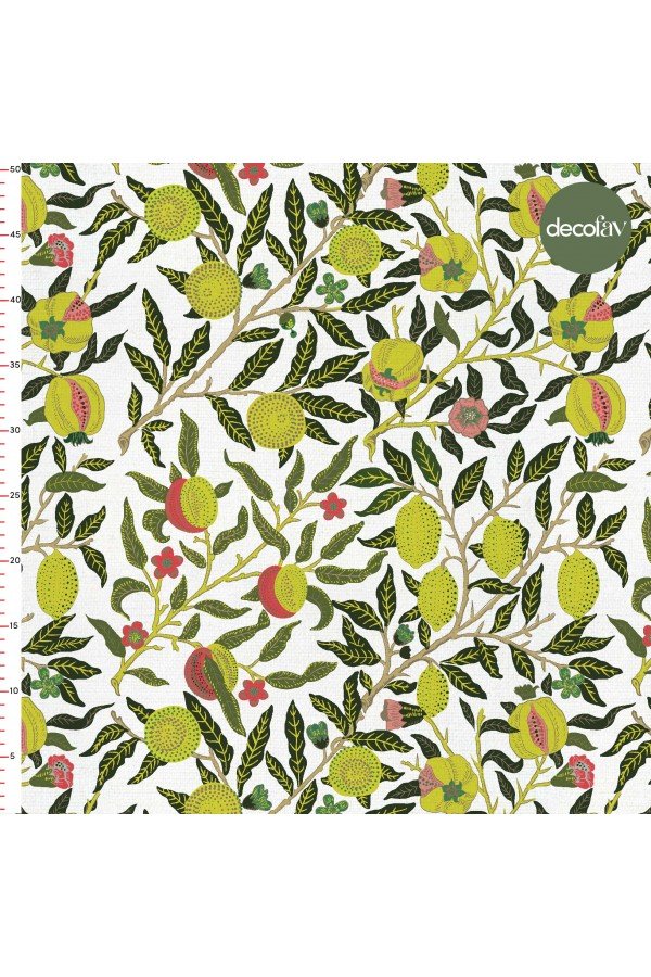 William Morris Limonları Desenli Dijital Baskılı Kumaş