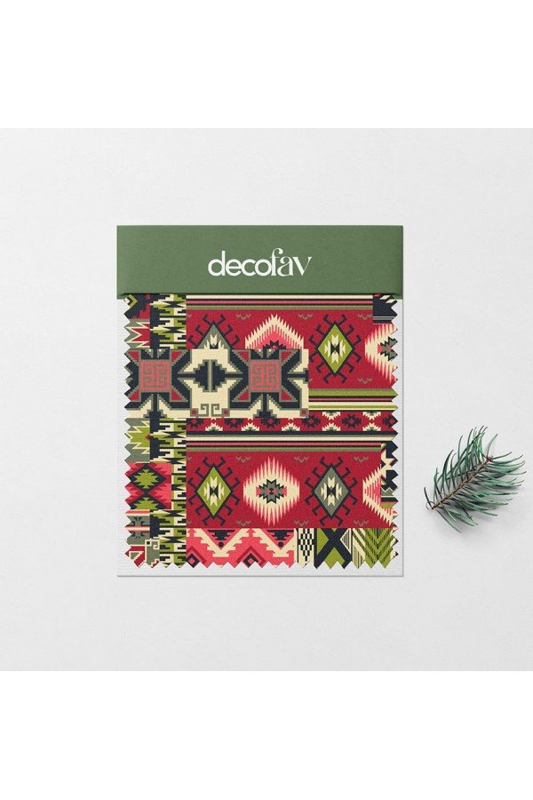 Patchwork Kilim Etnik Desenli Dijital Baskılı Kumaş