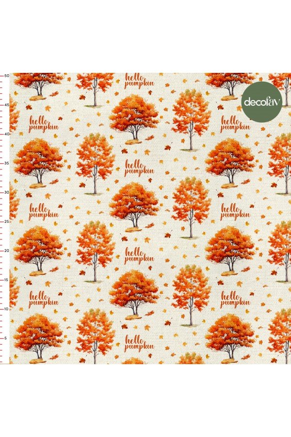 Runner Sulu Boya Hello Pumpkin Slogan Yazılı Sonbahar Desenli Dijital Baskılı