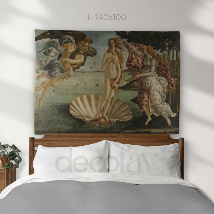 Sandro Botticelli-Venüs'ün Doğuşu Dijital Baskılı Kumaş Duvar Örtüsü