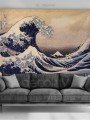 The Great Wave Off the Coast of Kanagawa Tablosu Dijital Baskılı Kumaş Duvar Örtüsü