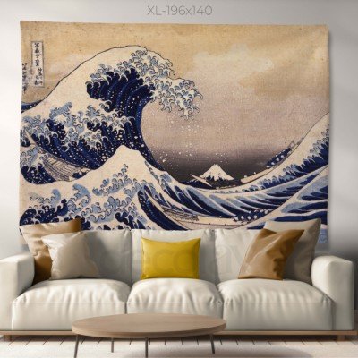 The Great Wave Off the Coast of Kanagawa Tablosu Dijital Baskılı Kumaş Duvar Örtüsü