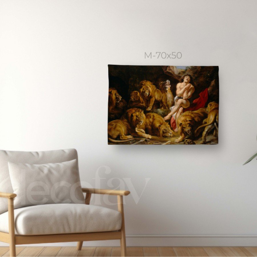Rubens - Daniel in the Lions' Den Tablosu Dijital Baskılı Kumaş Duvar Örtüsü
