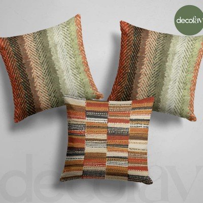 Kırlent Kılıfı Etnik Çavuş Desenli Kilim Dokulu 3 Adet Kombin Desenli Dijital Baskılı