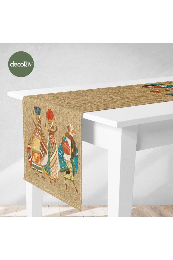 Runner Keten Zemin Yerel Kıyafetli Dekoratif Afrika Kadınları Desenli Dijital Baskılı Runner Keten Zemin Yerel Kıyafetli Dekoratif Afrika Kadınları Desenli Dijital Baskılı